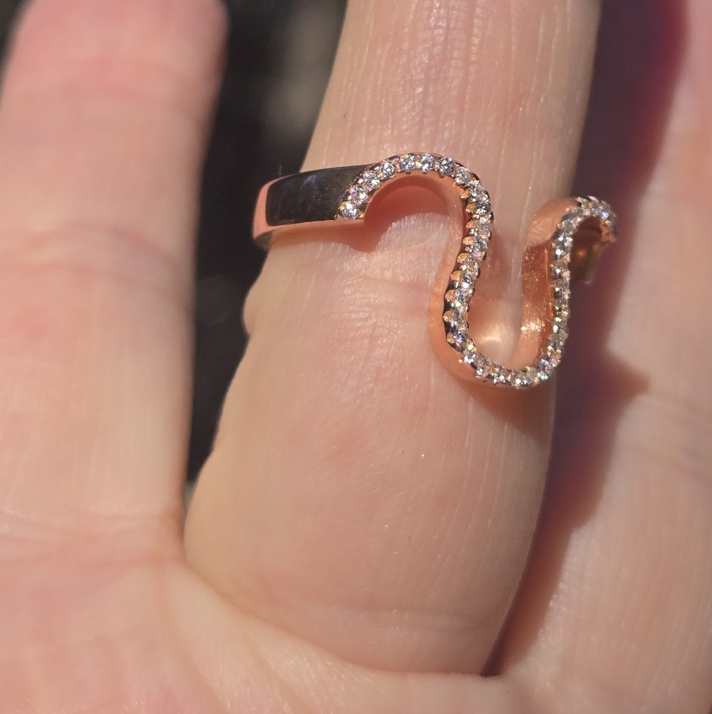 Topaz Sterling & Rosegold Horshoe Ring To Catch Luck Sz7 - Picture 6 of 10